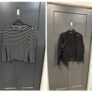 2 Piece Bundle XL
Striped Long Sleeve + Black wrap sweater